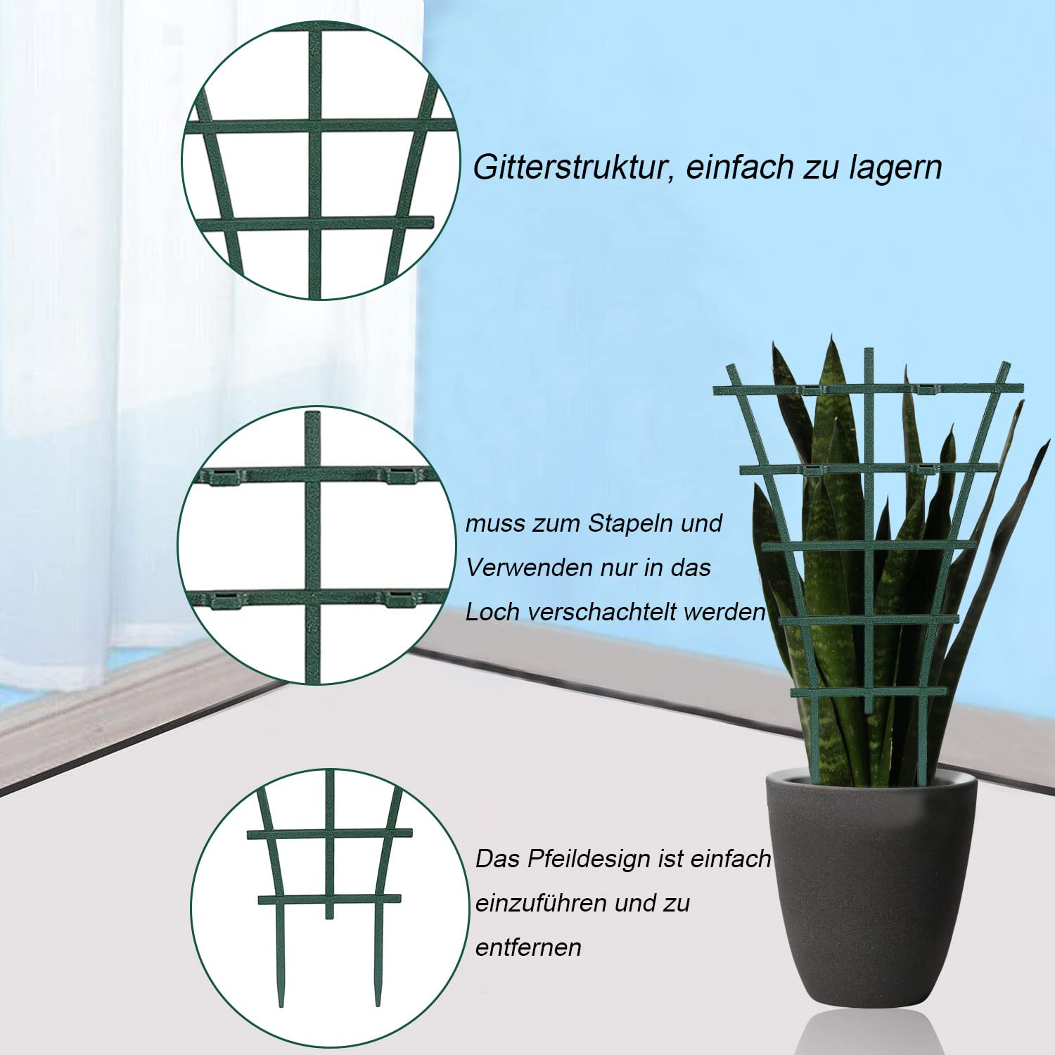 6er Set Rankhilfe Fr Zimmerpflanzen  Stabile Kunststoff Pflanzensttze &  Rankgitter Fr Topfpflanzen, Tomaten & Kletterpflanzen