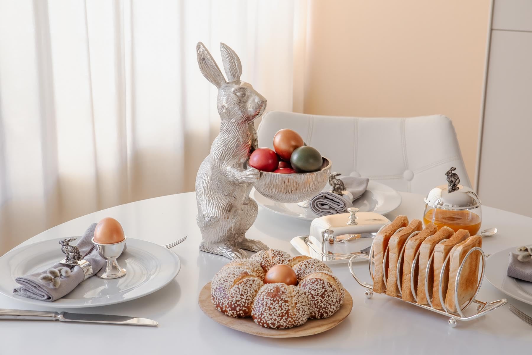 EDZARD Toastständer String (L 22 cm) in silber - Halter, Ständer für 6 Toast & Brot Scheiben - Brot lagern, Toasthalter, Toastständer, Halterung für den Tisch - als Geschenke für den Schwager