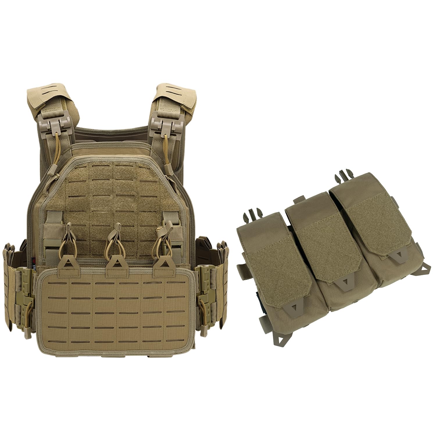 YAKEDA Weighted Vest combined with Triple Mag Pouch