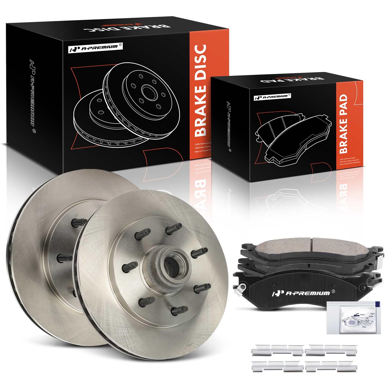 A-Premium 12.13 inch (308.2mm) Front Vented Disc Brake Rotors + Ceramic Pads Kit Compatible with Select Ford Models - F-150 2000-2003, F-250 1997-1999