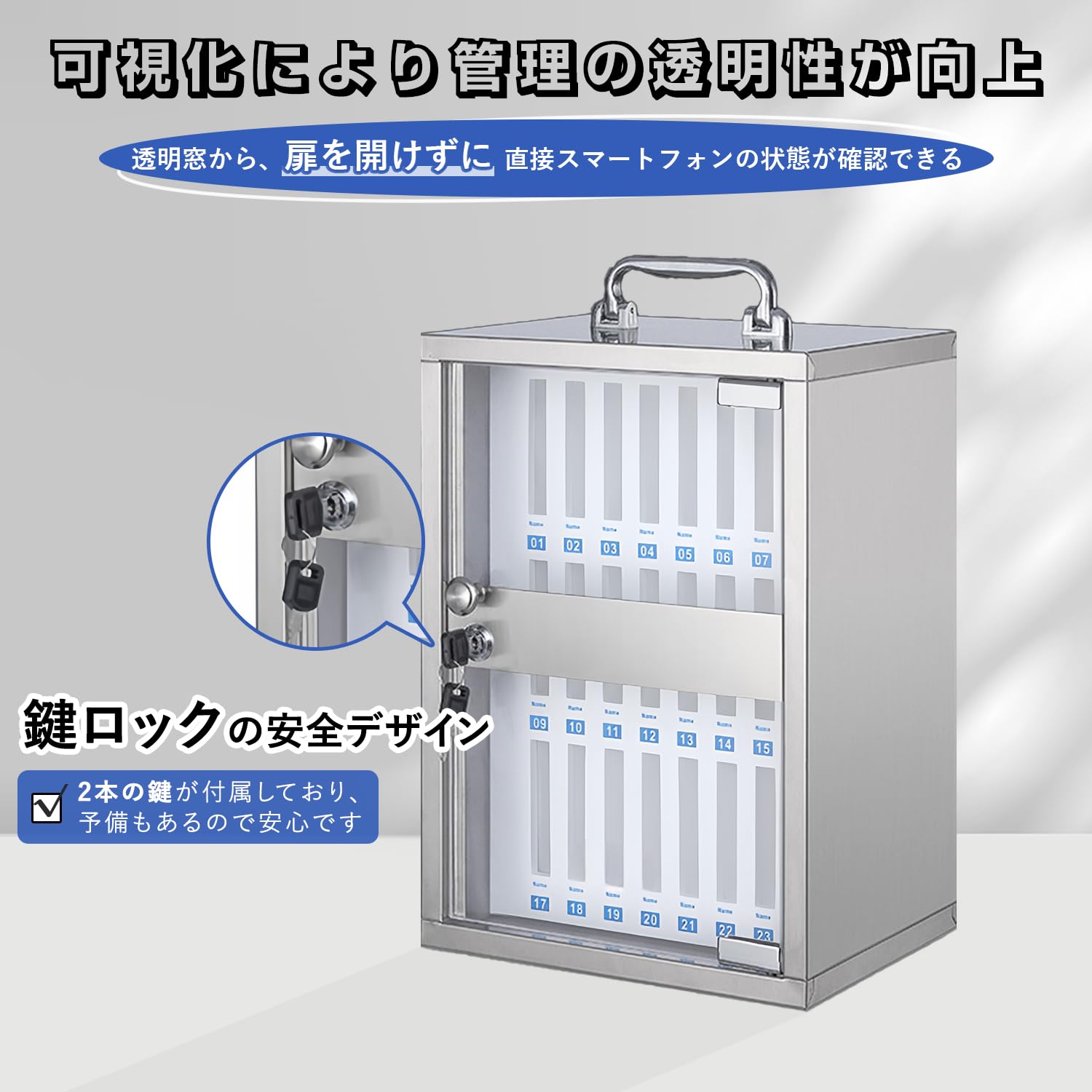 Amazon.co.jp: QD-SGMP スマホ収納ボックス 壁掛け アルミニウム 鍵 