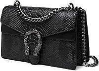 Myhozee Snake Print Crossbody Bag for Women - Faux Leather Clutch Purse with Chain Strap, Evening Shoulder Handbag