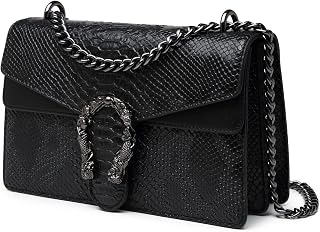 Myhozee Snake Print Crossbody Bag for Women - Faux Leather Clutch Purse with Chain Strap, Evening Shoulder Handbag