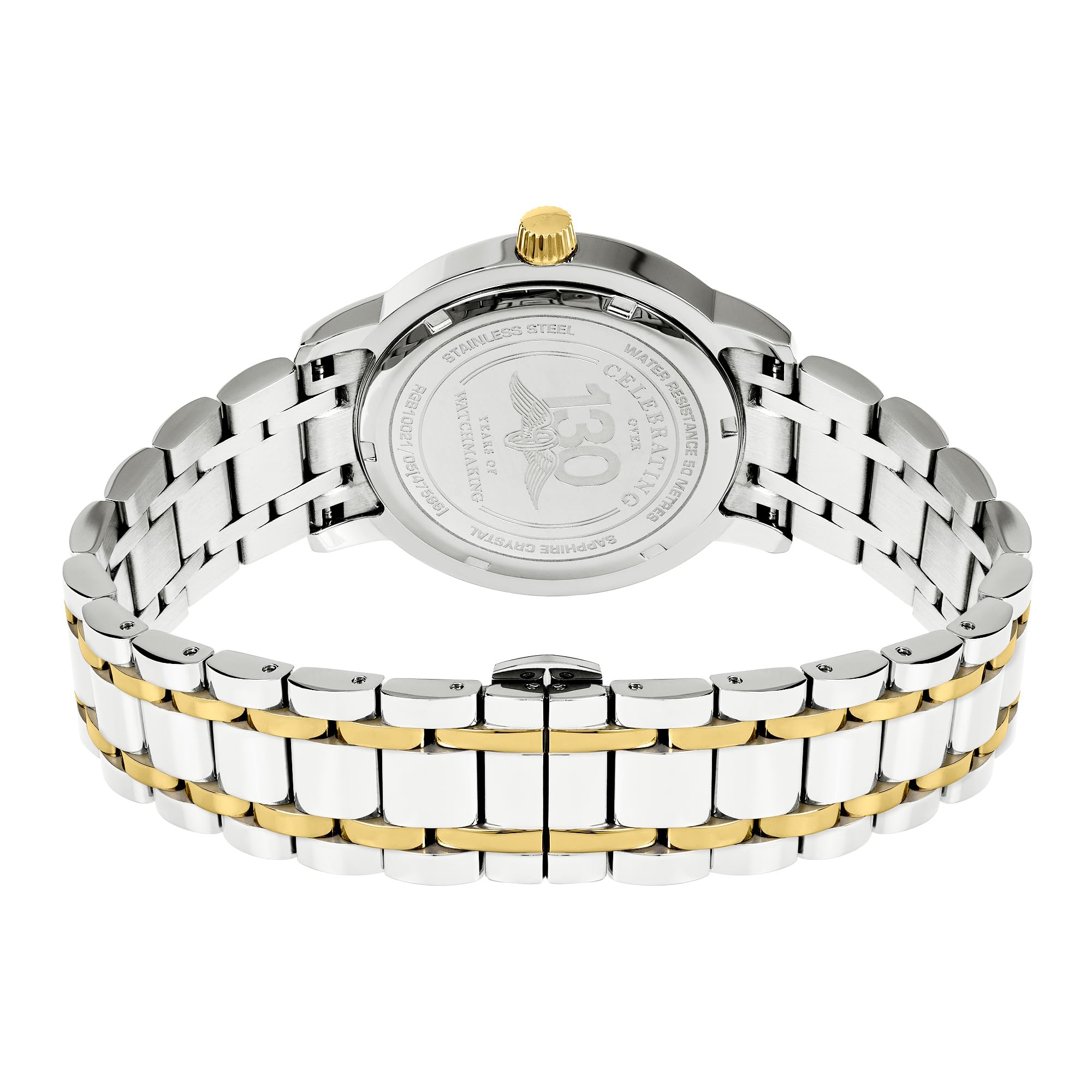 Rotary Heritage, orologio da uomo in acciaio inox placcato argento e oro