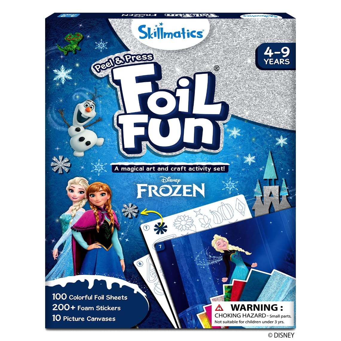 Skillmatics Foil Fun Disney Frozen, Foil Art & Craft Kit, Gift for Kids | Travel Toy, Mess-Free, 200+ Stickers, DIY Decor, For Fans of Elsa, Anna & Olaf, Girls & Boys Ages 4, 5, 6, 7, 8, 9