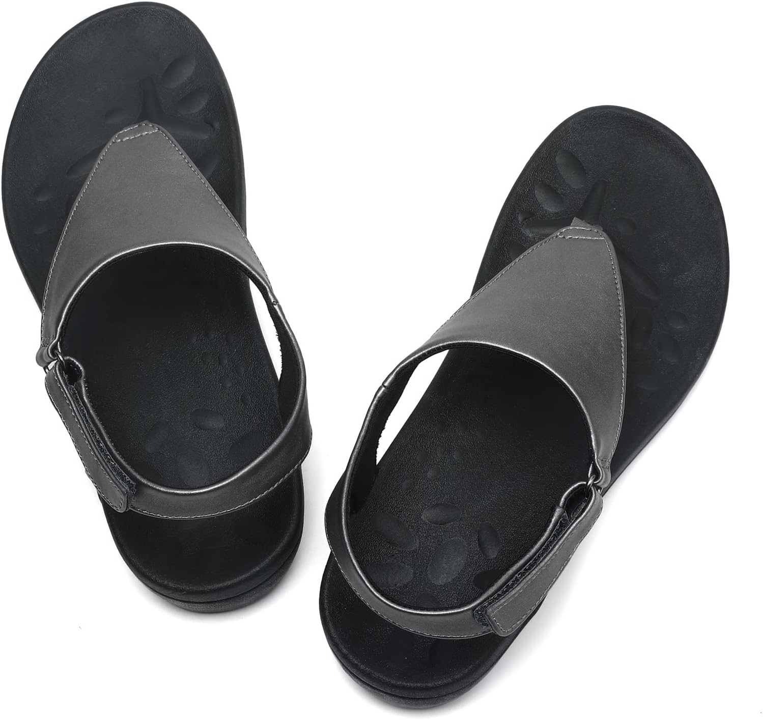 UTENAG Womens Arch Support Sandals Orthotic Adjustable Thong Flip Flops Silver 9-9.5 - Image 5