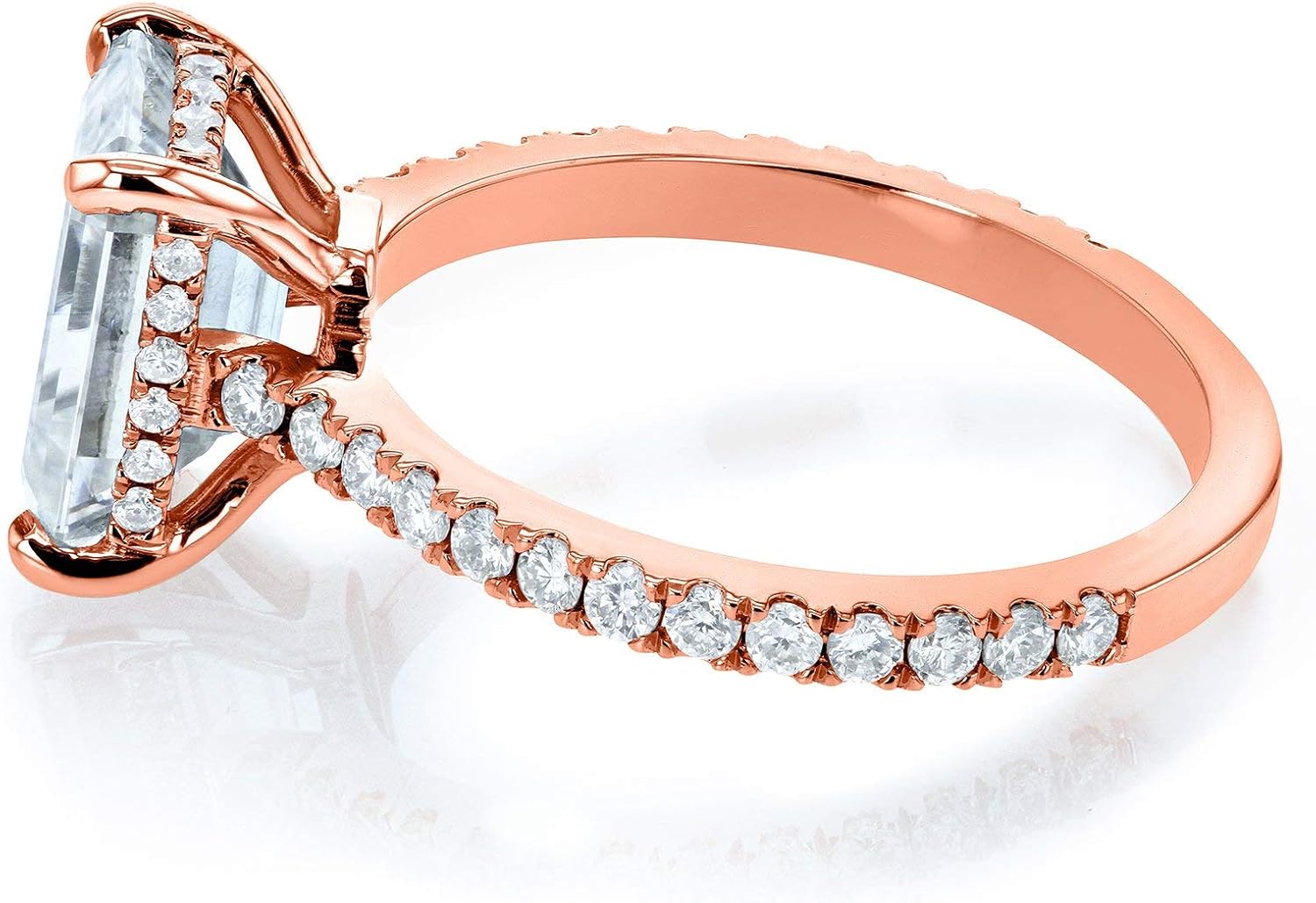 Kobelli Emerald-cut Forever One Moissanite Engagement Ring 2 7/8 CTW 14k Rose Gold