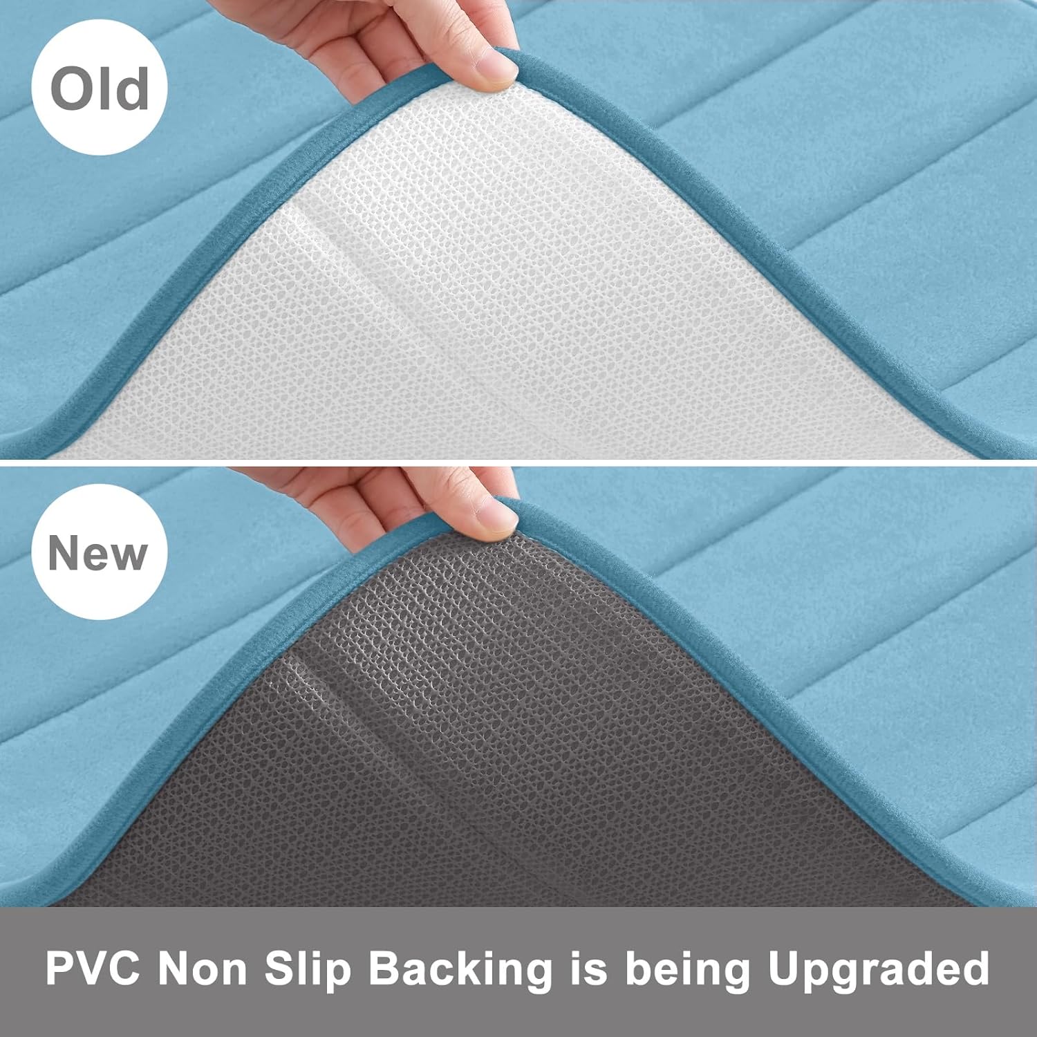 Buganda Memory Foam Bath Mat, 47" x 17", Ultra Soft and Non-Slip Bathroom Rugs, Water Absorbent and Machine Washable Bath Rug Runner for Bathroom, Shower, and Tub, Blue - Image 3