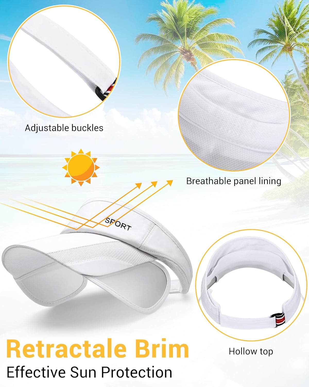 Jiuguva 6 Pcs Summer Golf Sun Visor Hats for Women Men Golf Hat Sport Sun Protection Cap for Beach Running Applications