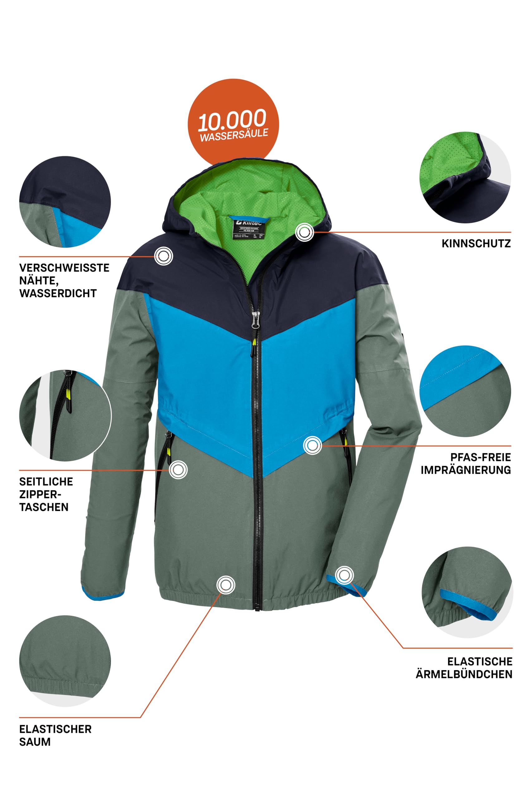Killtec Jungen Kos 93 Bys Jckt Funktionsjacke/Regenjacke mit Kapuze