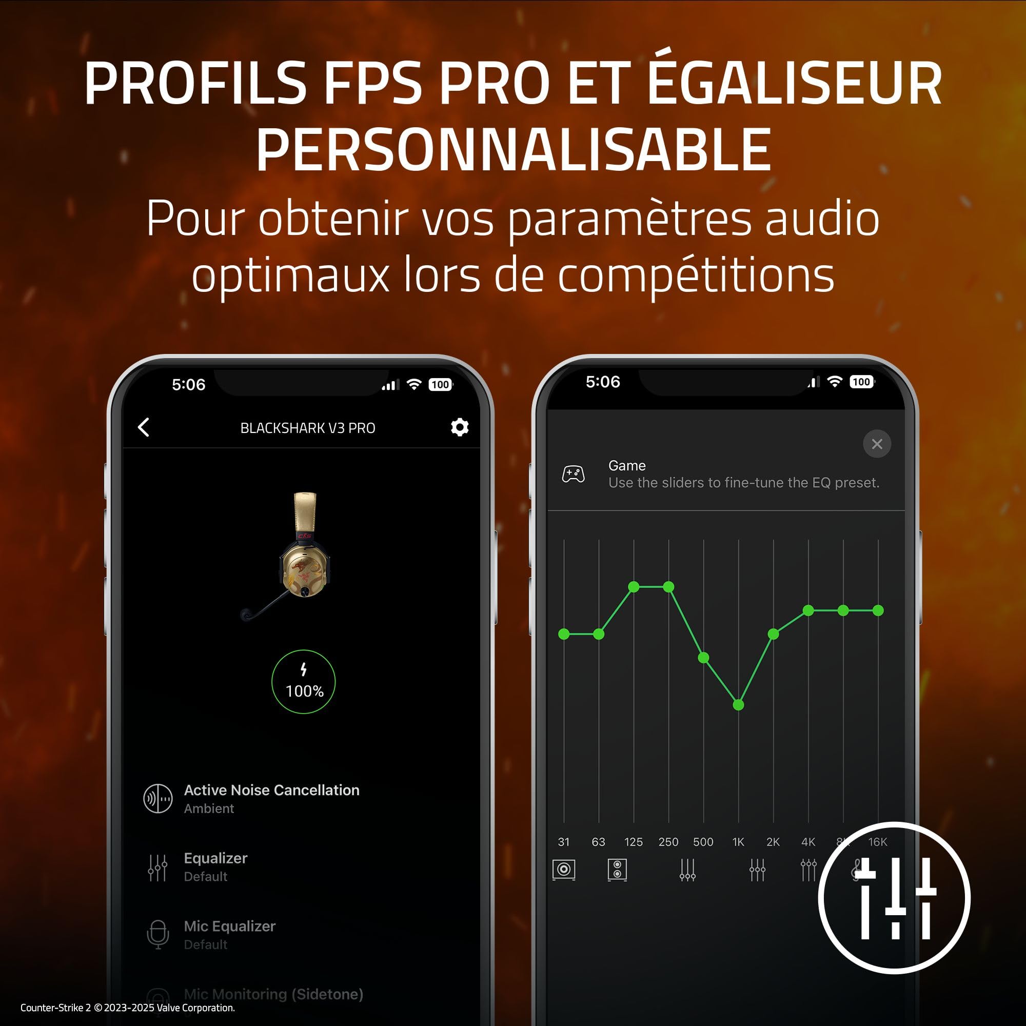 Razer BlackShark V3 Pro CS2 - Casque sans Fil pour e-Sport avec réduction du Bruit - Haut-parleurs Audio 50mm - Microphone Amovible - HyperSpeed 2,4 GHz & Bluetooth - PC/Mac | Dragon Lore