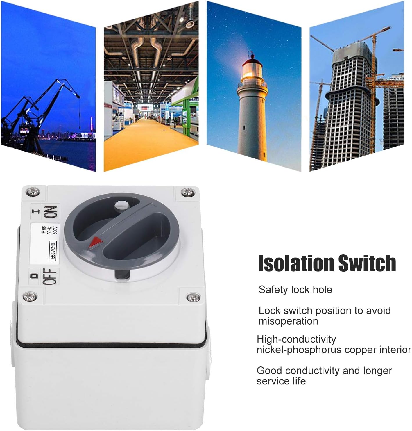 Walfront Outdoor Switch Socket 500V IP66 Waterproof Lock Position Rotary Control Switch On-Off Buttons Indicators (3P32A)