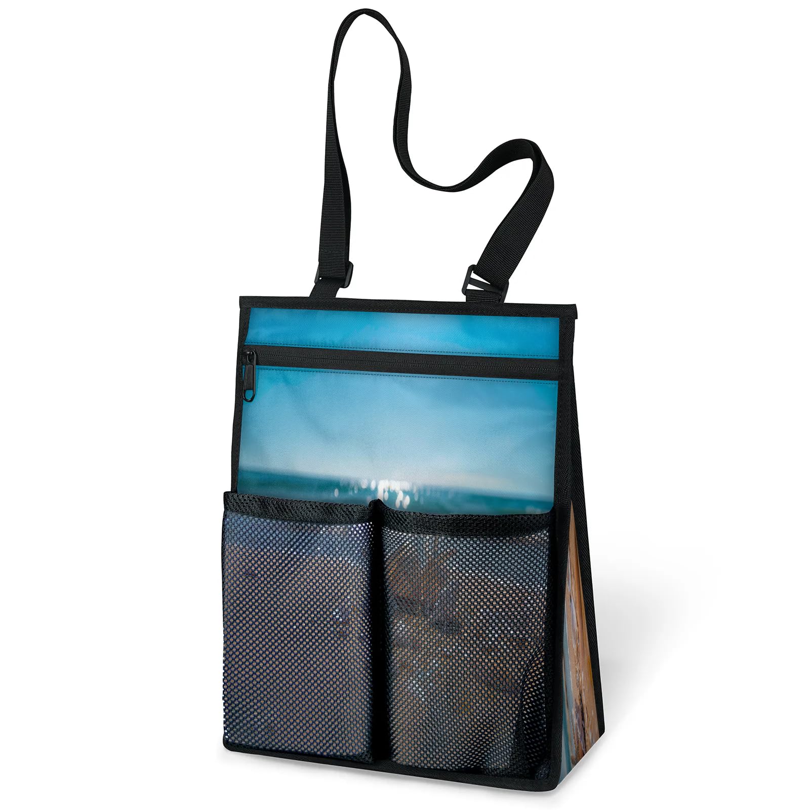 Ourtheme Starfish Seashells Ocean Portable Shower Bag for Travel Gym Camp Beach Tote Shower Caddy Bags Hanging Toiletry