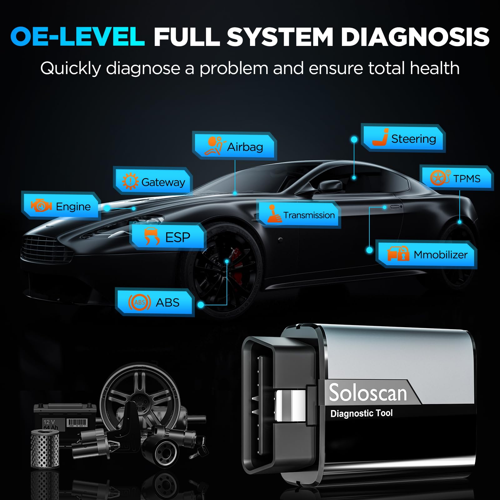 KINGBOLEN Soloscan OBD2 Diagnosegerät für Benz/für Maybach/für Sprinter,Alles System Diagnosegerät Auto Mit 50+ Resets,Aktiver Test,ECU-Codierung,Bluetooth 5.2,Lebenslange kostenlose Updates.