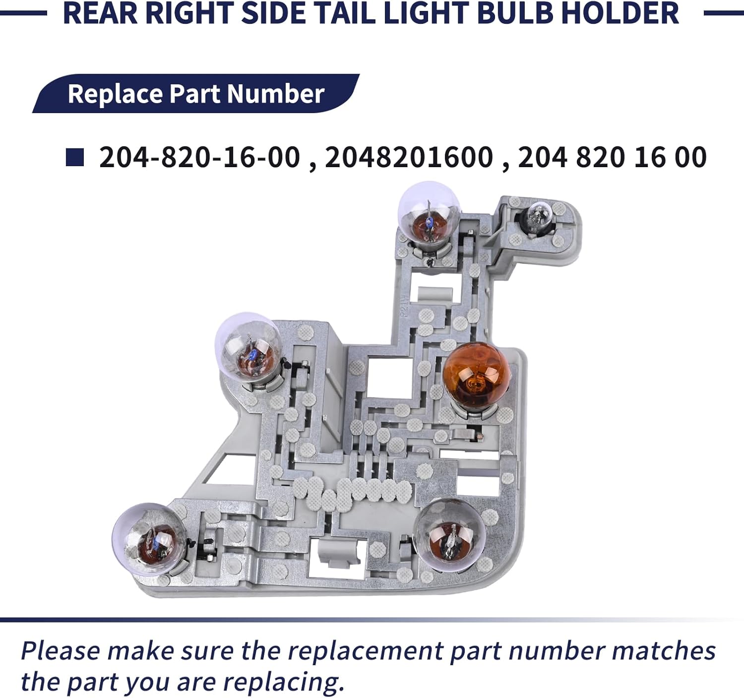 Rear Right Passenger Side Tail Light Lamp Bulb Socket Holder Compatible with Mercedes Benz W204 C-Class C250 C300 C350 C63 AMG 2008-2014 Replace 2048201600 204-820-16-00