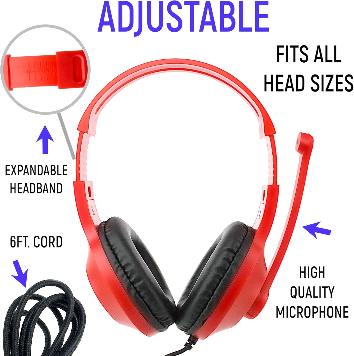 Bulk Headphones for Classroom with Microphone, Heavy-Duty School Pack Wired Headphones for Students with Rotating Boom Mic. Teacher Must Haves from Elementary to College (12 Pack Mixed Color) - Image 3