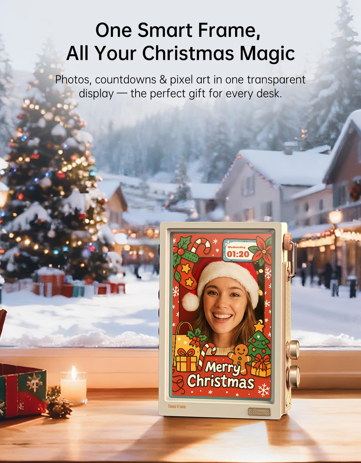 Divoom Pixoo-64 | Cadre Numérique Wi-Fi Pixel Cloud | Cadre D'affichage Du Panneau LED 64 X 64