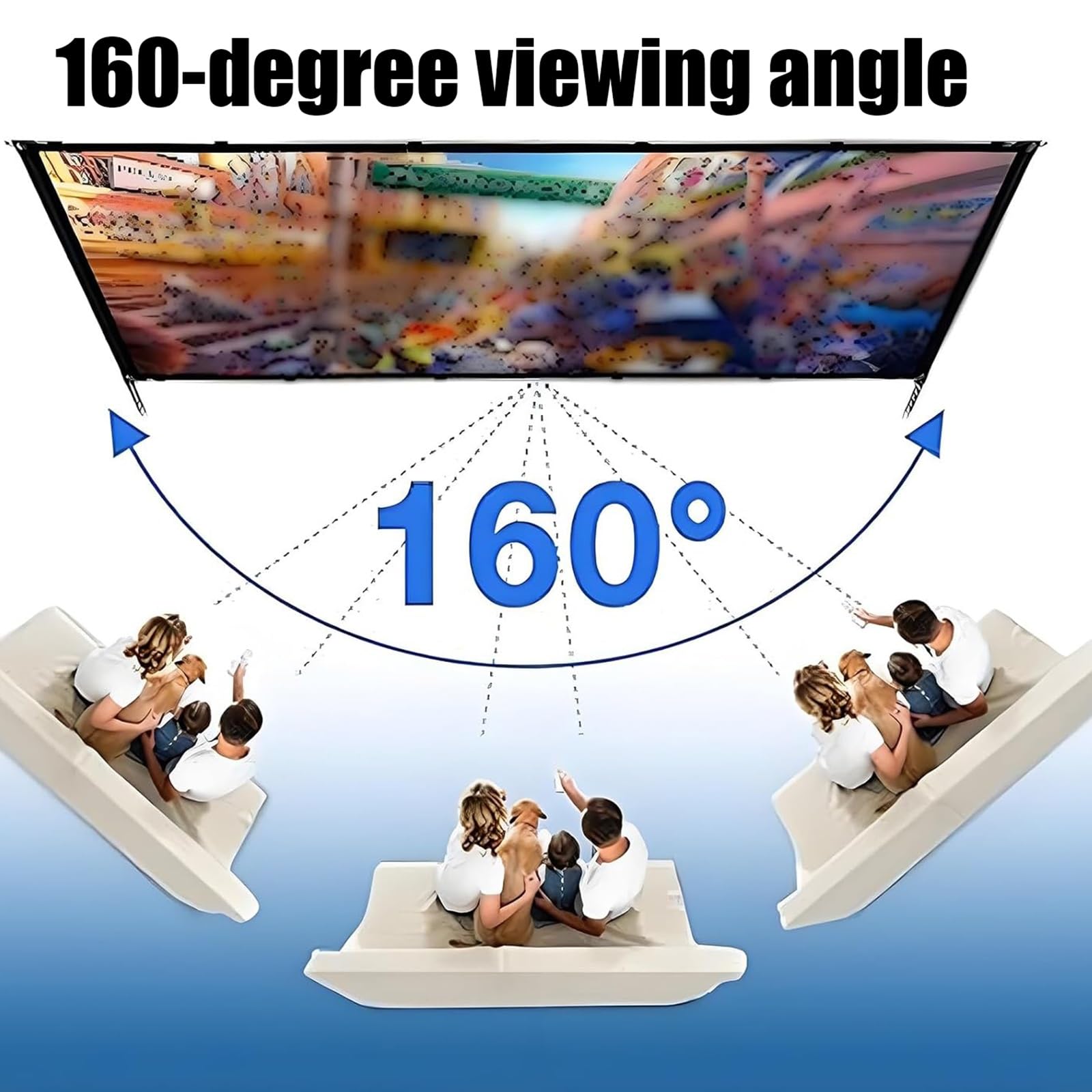 Schermo Proiettore Esterno100/120/150 Pollici, Telo Proiettore Anti Rughe Pieghevole Portatile Lavabile, per Casa Ufficio Eventi All`Aperto Teatro(100inch(16:9))