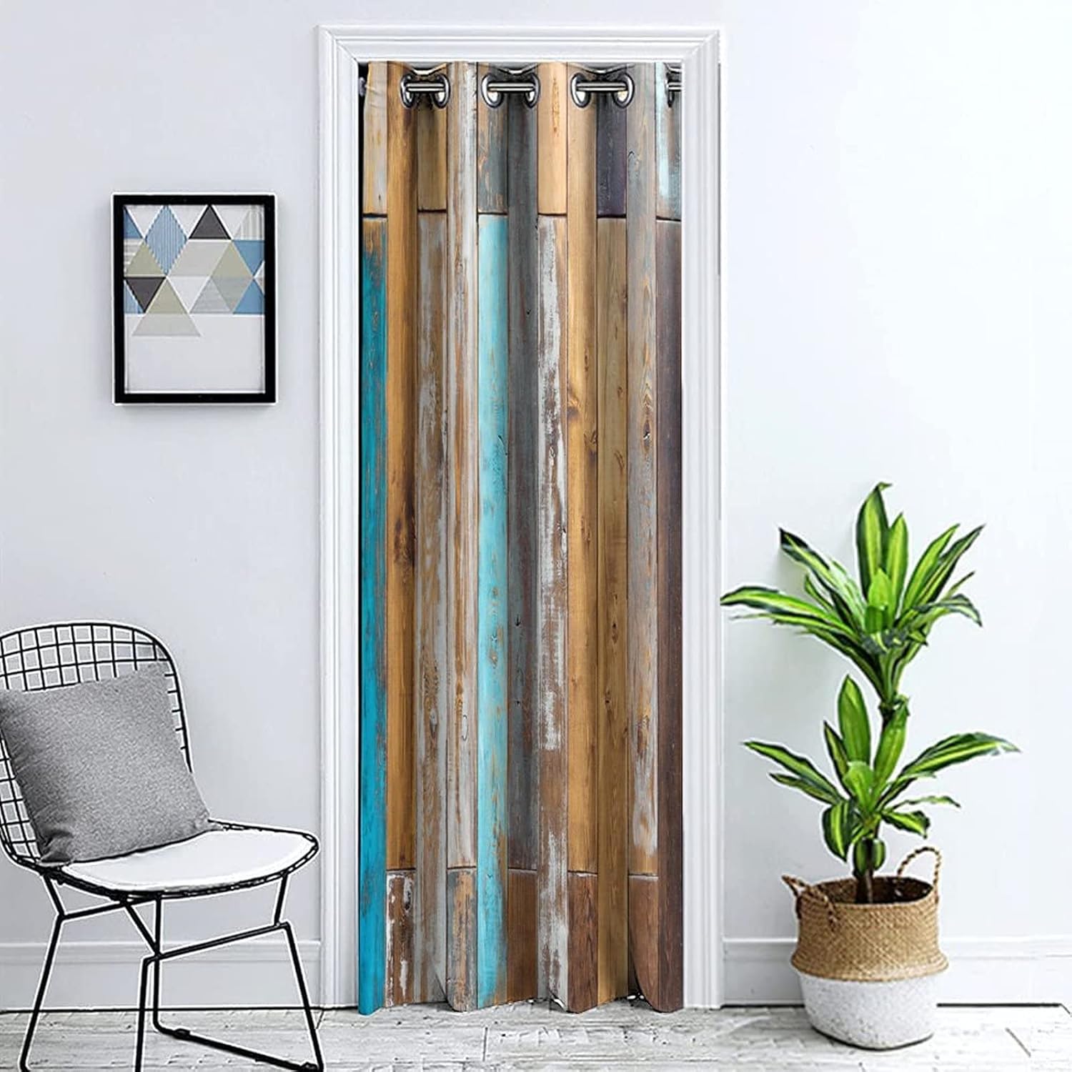 XISUNYA Door Curtains for Doorway Privacy, Wooden Doorway Curtain Grommet Window Curtain, Vintage Color Wooden Print Closet Door Curtain, 1 Panel 42 x 80 inches, for Bedroom, Multicolor