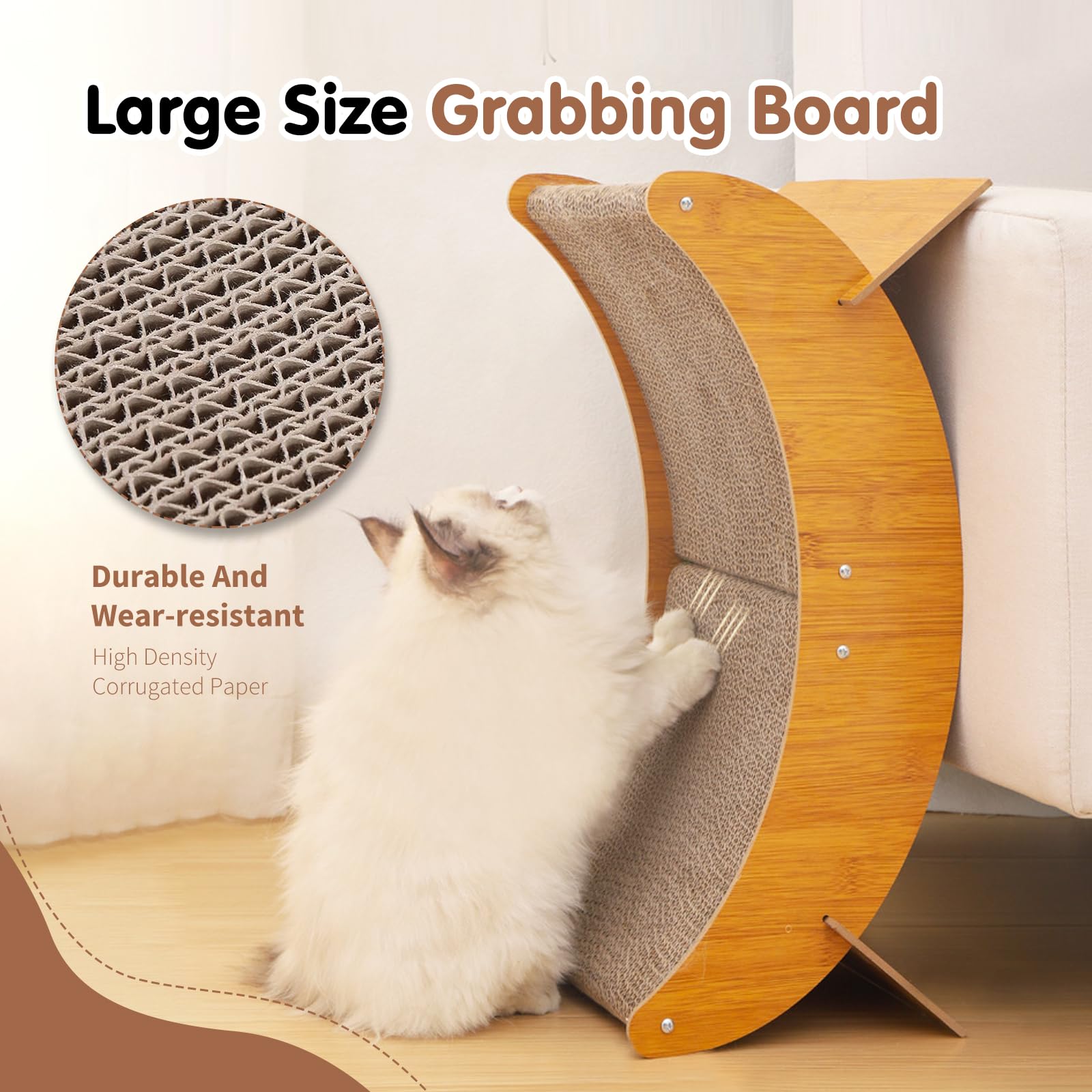PETCUTE Tiragraffi in Cartone per Gatti,2 in 1 Sedia a Dondolo per Gatti e Letto per Dormire,Robusto Mobile in Legno per Animali Domestici, Multiuso,Grande Tiragraffi per Gatti con Piedini Rimovibili