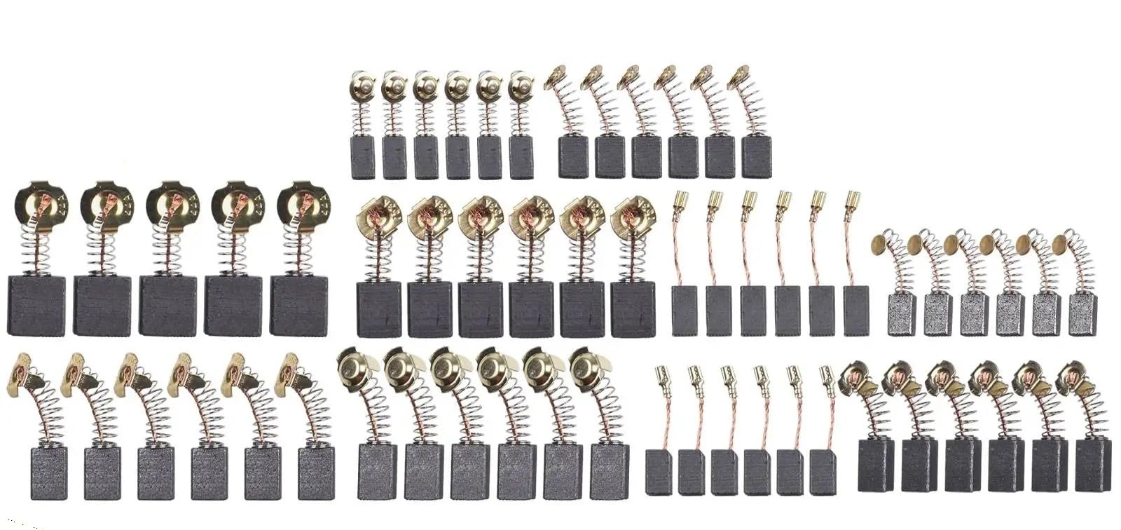 60 cepillos de carbón para motor eléctrico, de repuesto, para taladro de martillo eléctrico, cepillo de grafito para amoladoras angulares, herramienta eléctrica, 10 tamaños