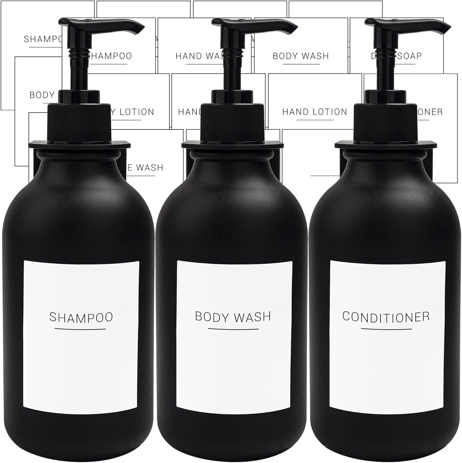 Ezebesta Pack of 3 WallMounted Black 500ml Soap Lotion Pump Dispensers