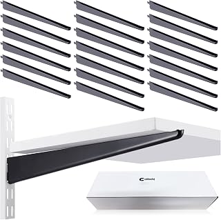20 Pcs Adjustable Shelf Brackets for Double Track System Closet Organization Heavy Duty Wire Shelf Brackets(Black,14.5 Inch)
