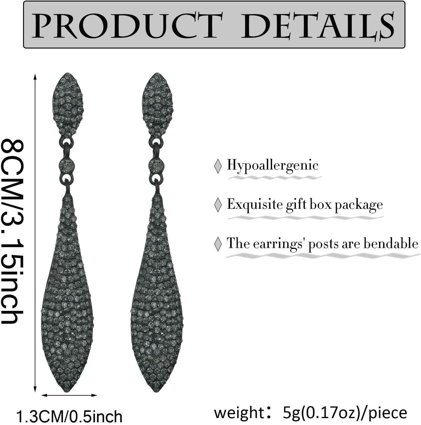 Rhinestone Statement Earrings Double Waterdrop Earrings Cluster Crystal Drop Dangle Earrings Prom Party Wedding Earrings for Women - Image 7