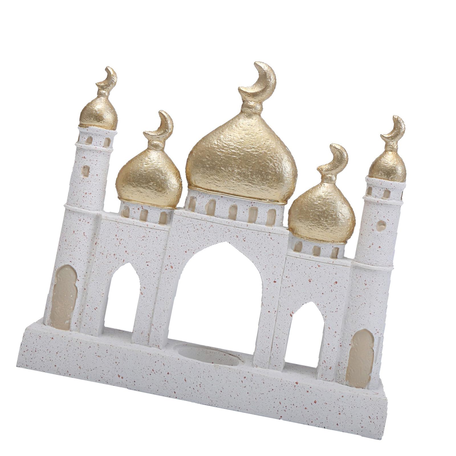 PANGBOER Ramadans Decorazioni per la casa Eid Mubaraks Decorazioni per la casa Torre della Moschea Bianco Dorato Ornamento Artigianale per Mensole Decori