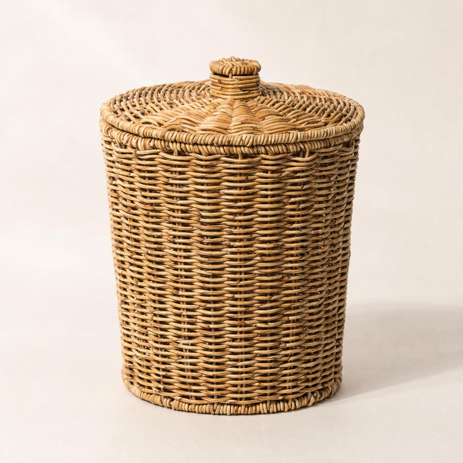 kowaku Cesta Cilínd Tejida con Tapa corativa Cesta Almacenamiento con Tapa Ajustada Resistente para Pasillo, 23.5cm