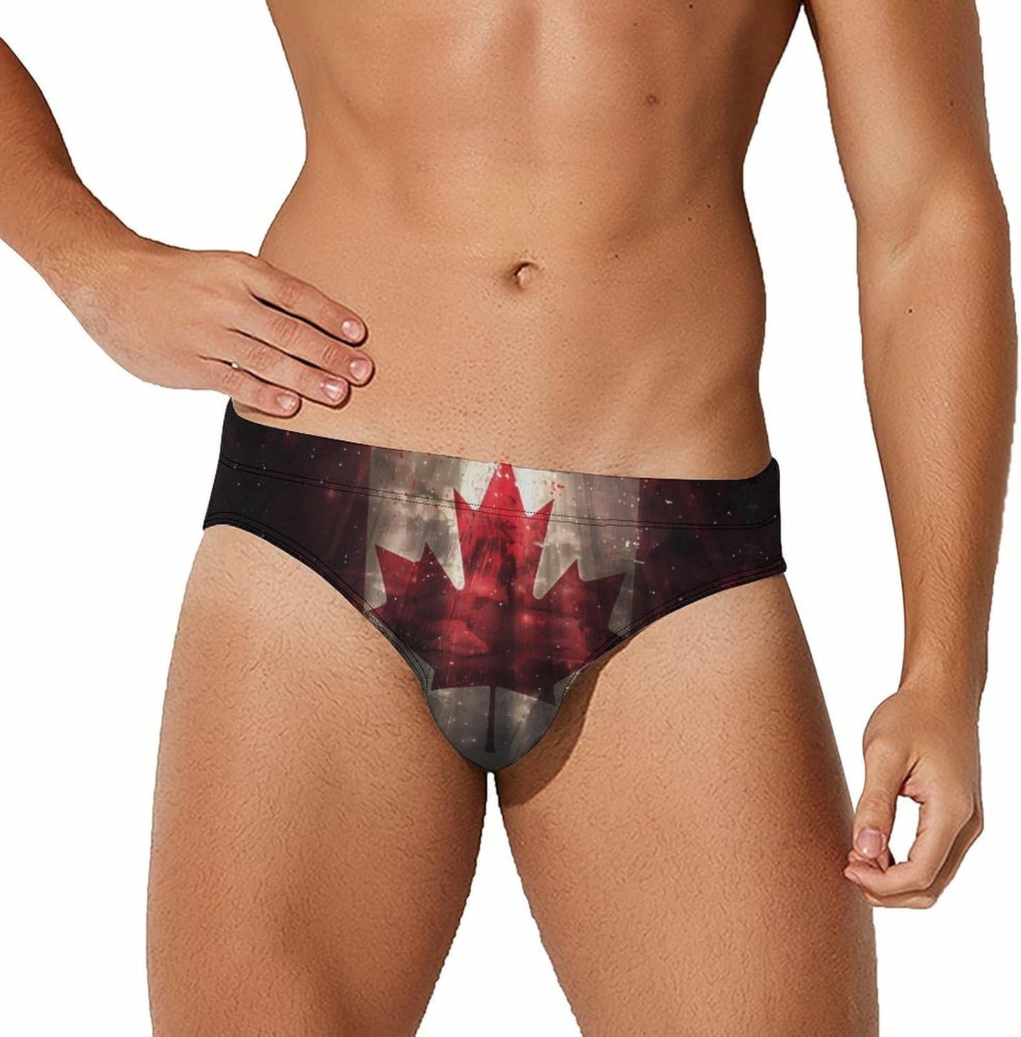 Canada Flag Light Rays Novelty Men's Brief Swimwear Pants Swimming Trunks Beach Shorts Underwear