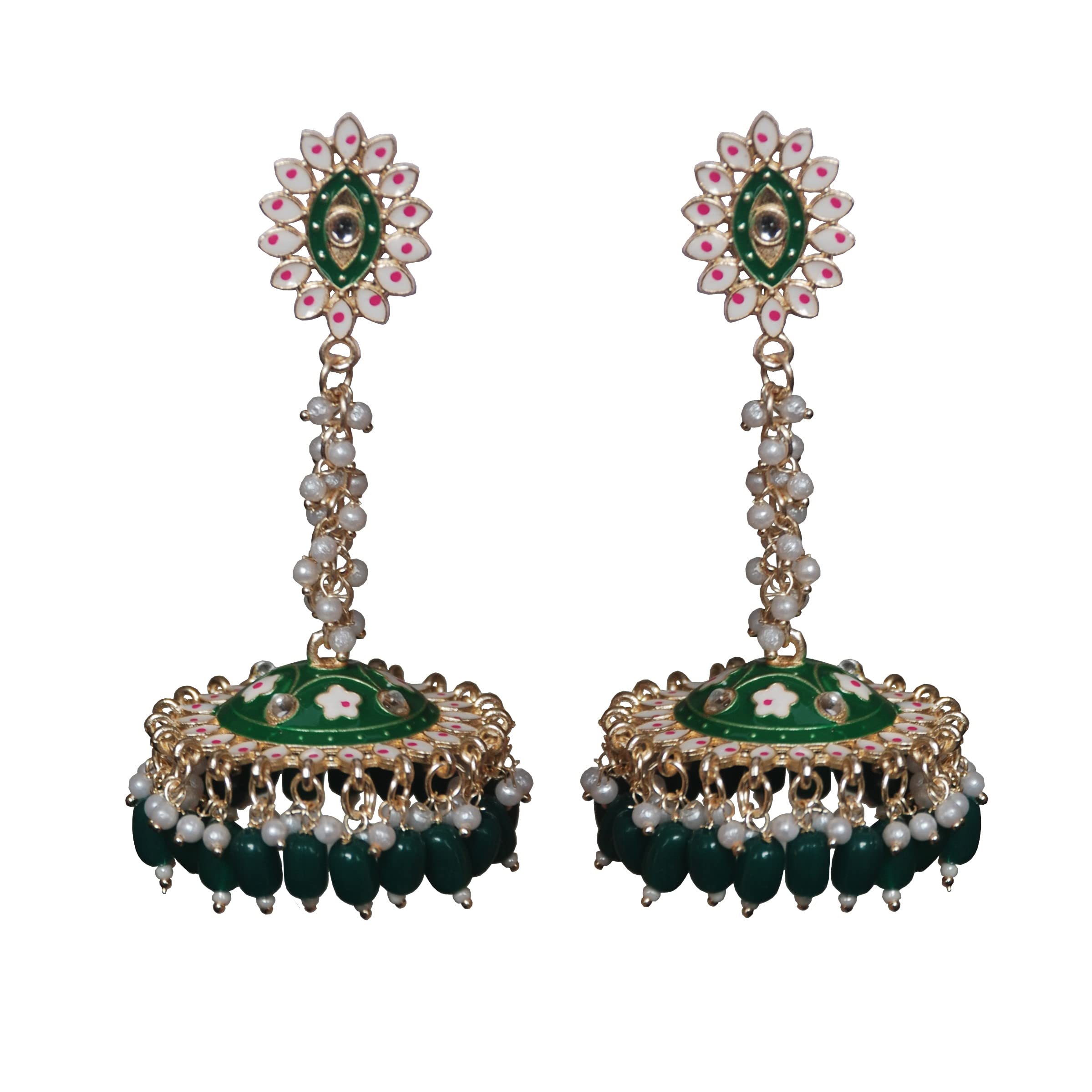 Mehpriye Traditional Indian Clustered Beads & Meenakari Turquiose Embellished Jhumki Earring (Color-Yellow) (B0BVQR3LY5) Amazon Price History, Amazon Price Tracker