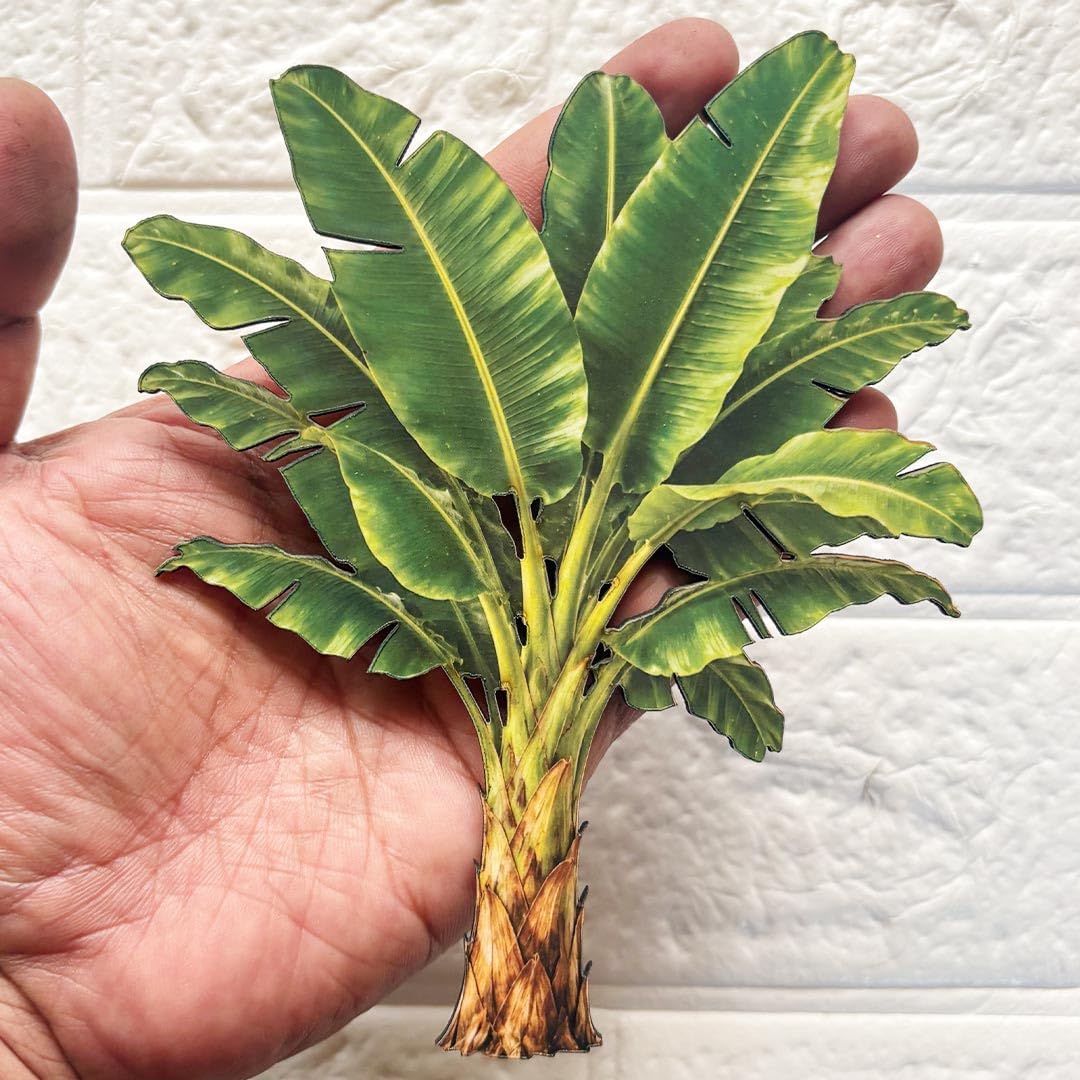Decorative Printed MDF Cutout for Festivals, Wooden Craft Board for Art & Craft, DIY Decoration, Pooja Decor, Rangoli, Scrapbooking & Home Decor | Woodcraft Shapes (Banana Tree 6IN, 4PC)-picture-10