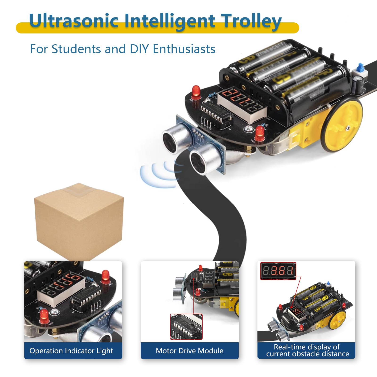 Kit électronique D'évitement D'obstacles à Ultrasons Pour Voiture - Avec Affichage LED Et Programmation