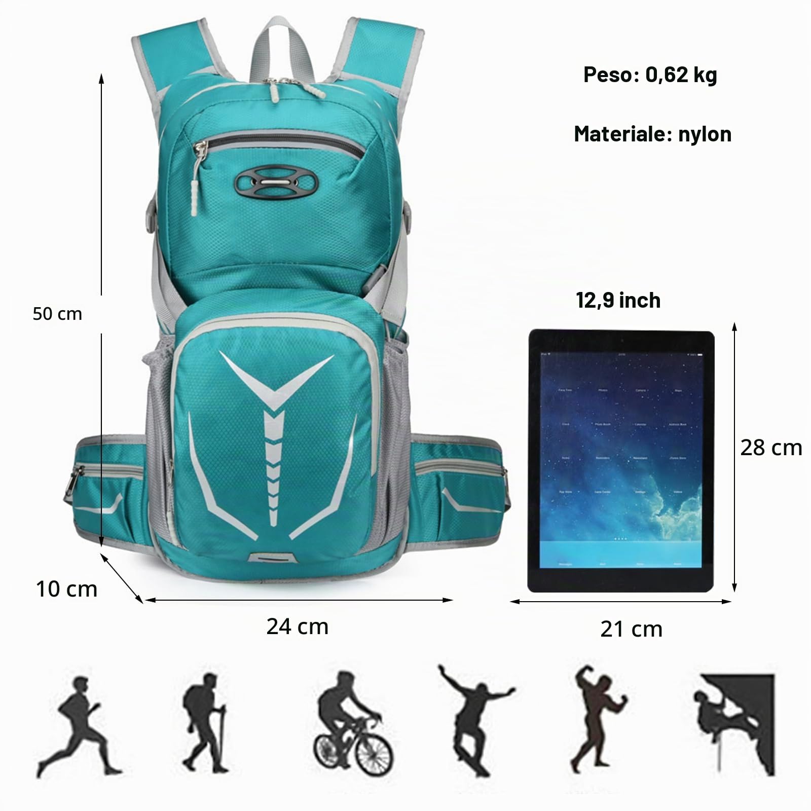 Zaino da Trekking Zaino Impermeabile 20L Leggero Hiking Backpack per Donna Uomo Ciclismo Arrampicata Sport Verde