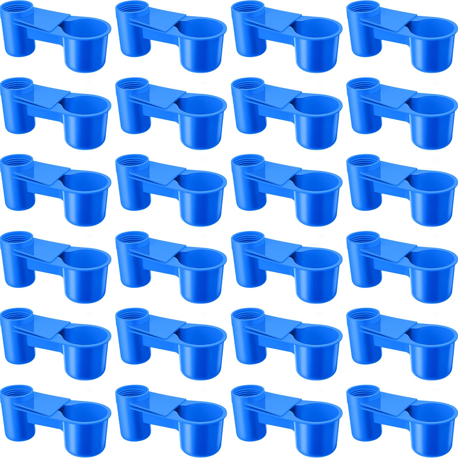 LemonRoad 24 Pcs Bird Drinker Feeder Cups Plastic Water Bottle Cup for Cage Ideal for Pigeon Bottle Chicken Quail Poultry Waterer Accessories(Blue)