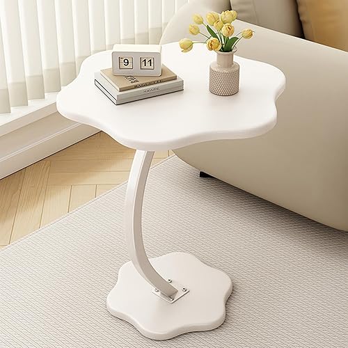 Mesa auxiliar en forma de C para sofá, mesa auxiliar en forma de flor, mesita de noche moderna con marco de metal, mesita de noche pequeña, mesa C