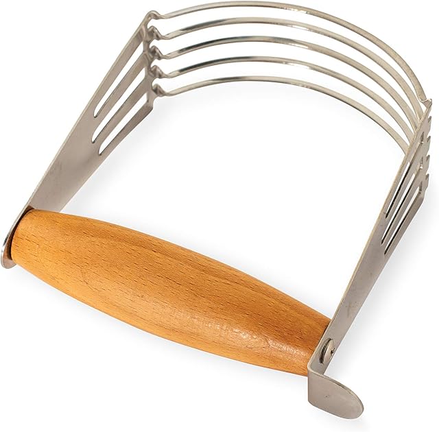 Nordic Ware 02129 Stainless Steel Pastry Blender Grip Beechwood Handle, High-Quality Baking Accessories for Easy Cutting & Shortening, Wood, Silver