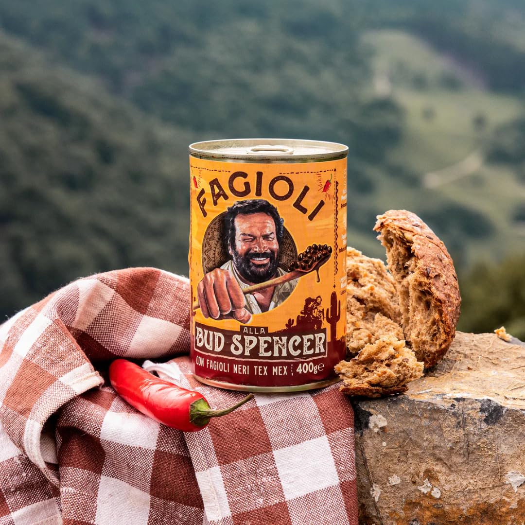MIX Fagioli BUD SPENCER - 1 Barattolo Fagioli Pinto Ricetta originale + 1 Barattolo Fagioli Neri Tex-Mex + 1 Barattolo di Fagioli salsa Barbecue, Barattoli da 400gr - PRODOTTO ORIGINALE BUD POWER