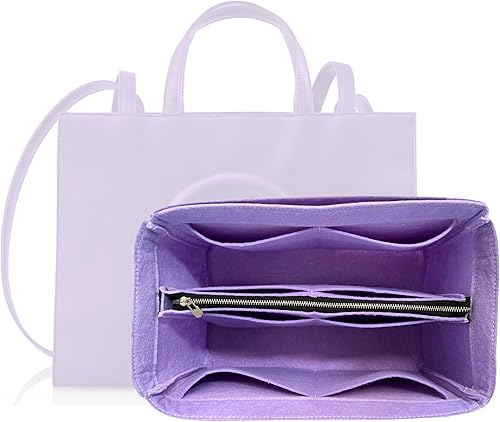 Divitize Purse Organizer compatible with Tel*** Bag, Large Organizer Medium Cup Holder, Handmade 2mm Premium Felt Insert with Silver Zipper, Snug