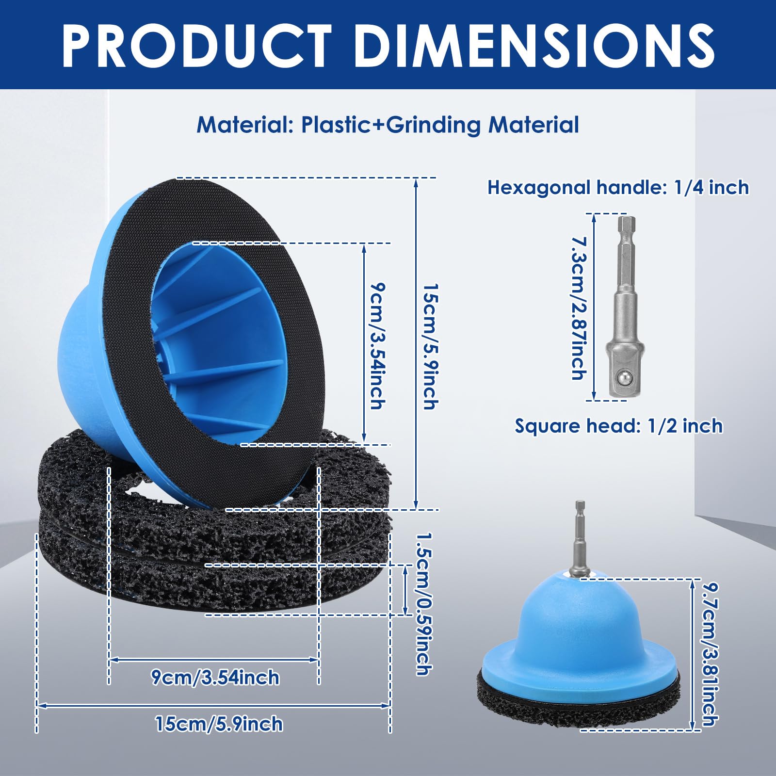 Strumento per la pulizia del mozzo ruota, kit professionale per smerigliatrice mozzo ruota da 15,2 cm con attacco quadrato da 1/2", strumento per la pulizia dei perni del mozzo del freno