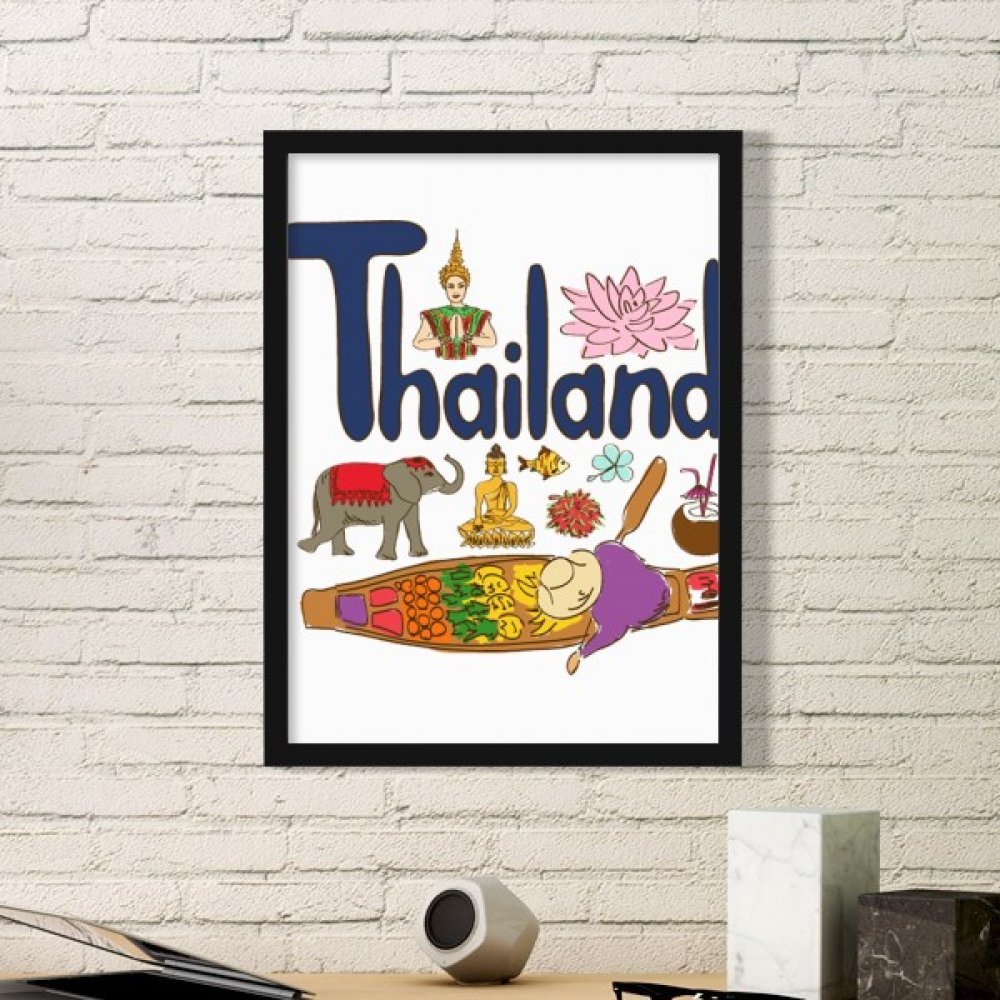 Cadre photo bois de qualité et peinture art Thaïlande pour décoration raffinée