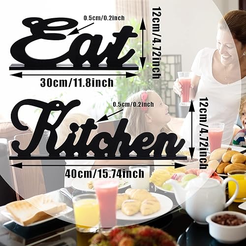 Miniatura 3 de Jetec Letrero decorativo de madera para cocina, decoración rústica de granja, letras de madera para cocina, hogar y sala de estar, 2 piezas