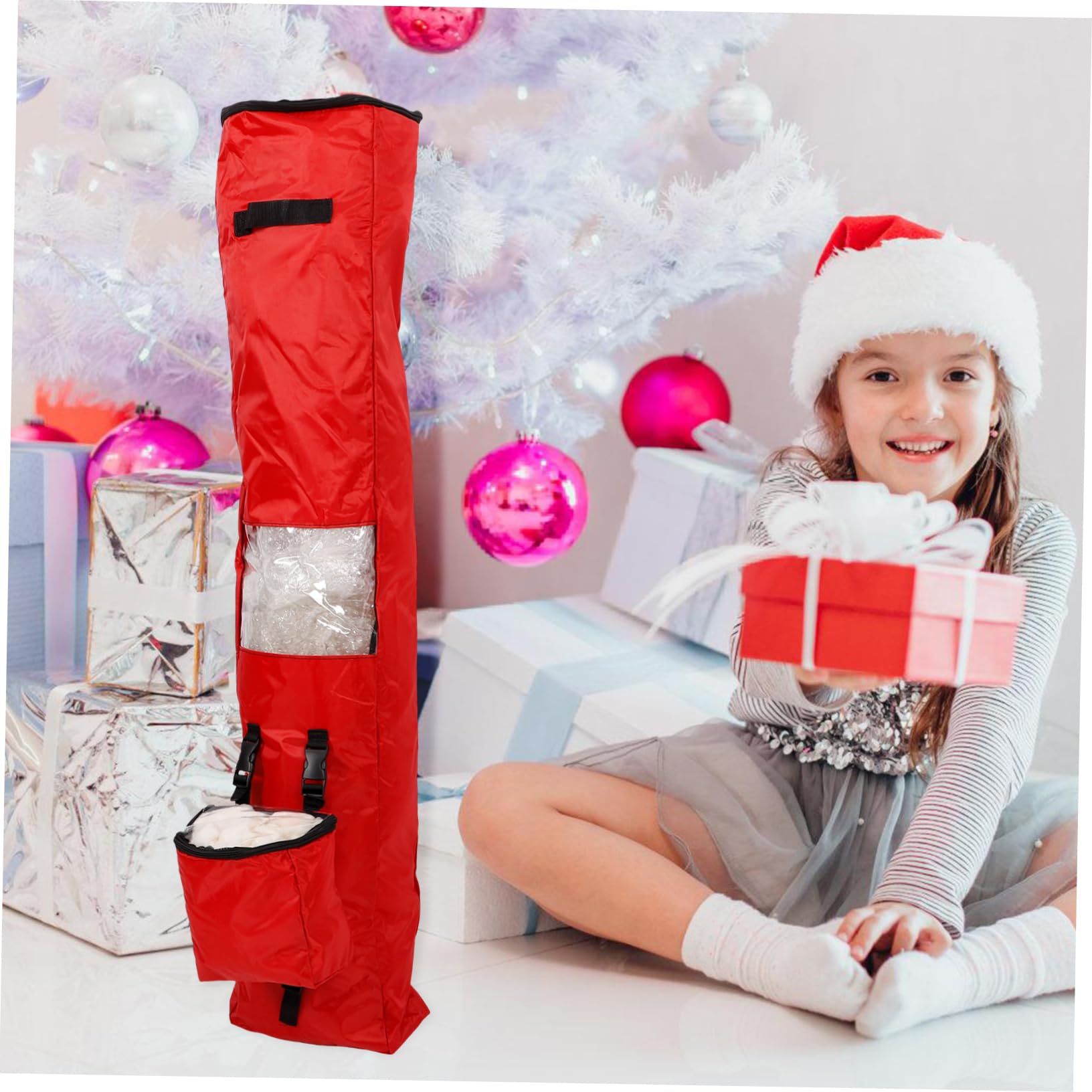 WATIIFUFU Weihnachtsgeschenkpapier Aufbewahrungstasche Faltbare Oxford Organizer für Geschenkpapier Bänder und Zubehör für Feste und Partys