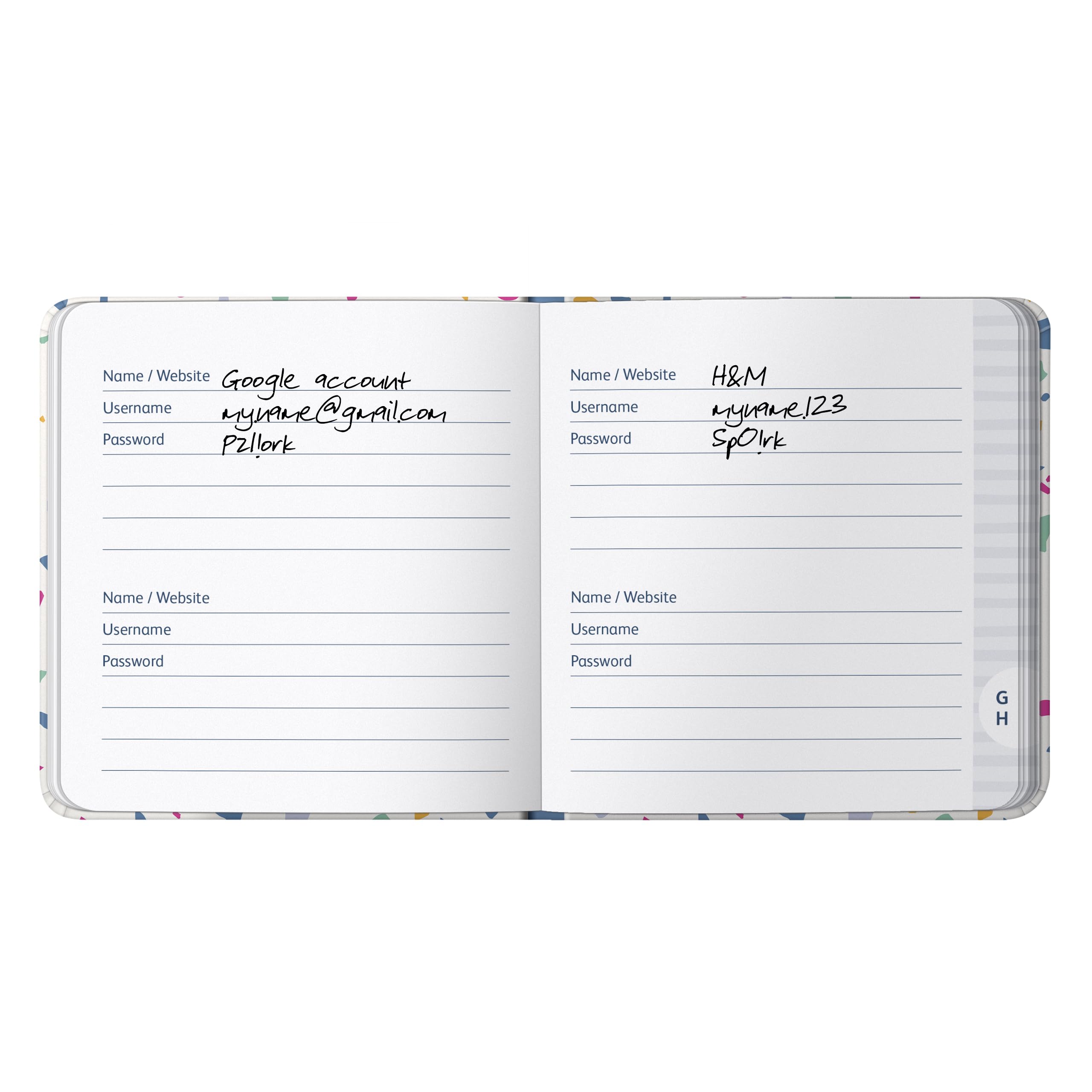 Busy B Password Book, Terrazzo Cover, All your Internet Passwords in One Place, Store a Maximum of 186 Internet Login Details - Image 3