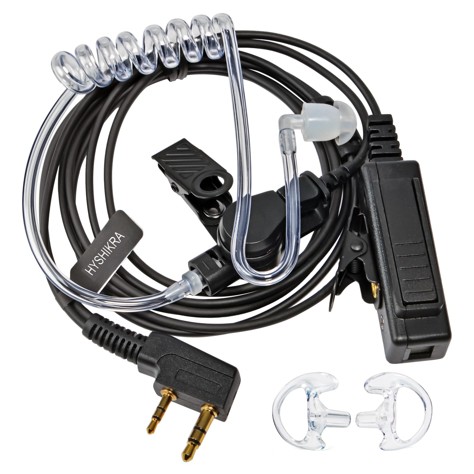 Cuffia con Microfono 2 Pin per Walkie-Talkie con Grande Tasto PTT e Microfono, Compatibile con Radio Baofeng UV-5R, UV-5RA, 888S e Kenwood (1 Pack Include auricolari di ricambio)