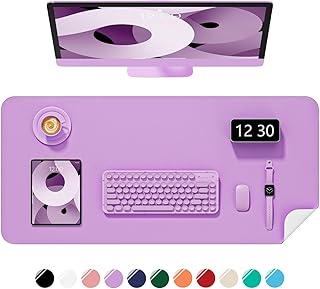 Niniubye デスクパッド 35.5インチ x 17インチ PUレザー ノンスリップデスクマット 大型マウスパッド デスクトップ用 防水ノートパソコンデスクマット ライティングパッド オフィス、自宅、仕事、ゲーム用 (パープル)