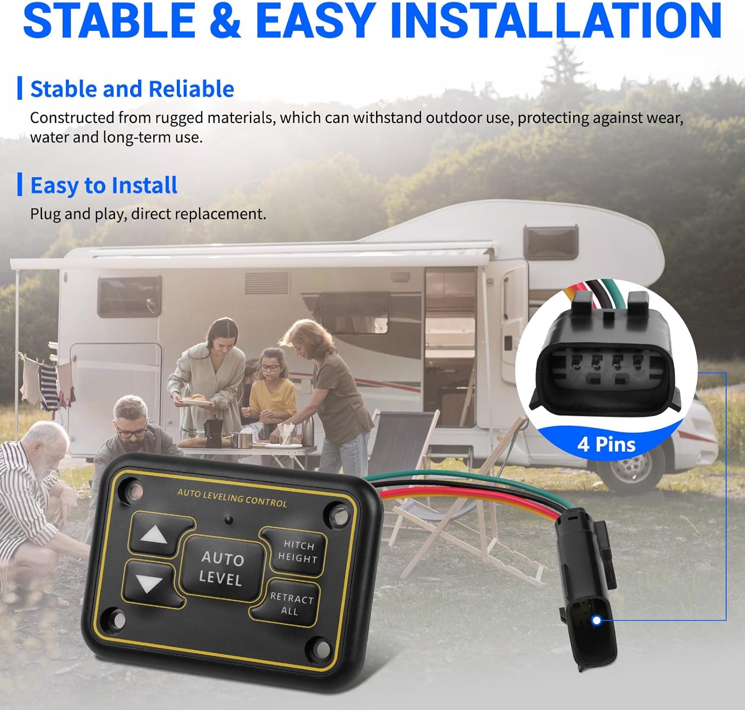 425306 Quick Level Touch Panel Assembly Replacement for Lippert Ground Control & Level-Up Hydraulic Leveling System, With RV Auto Leveling