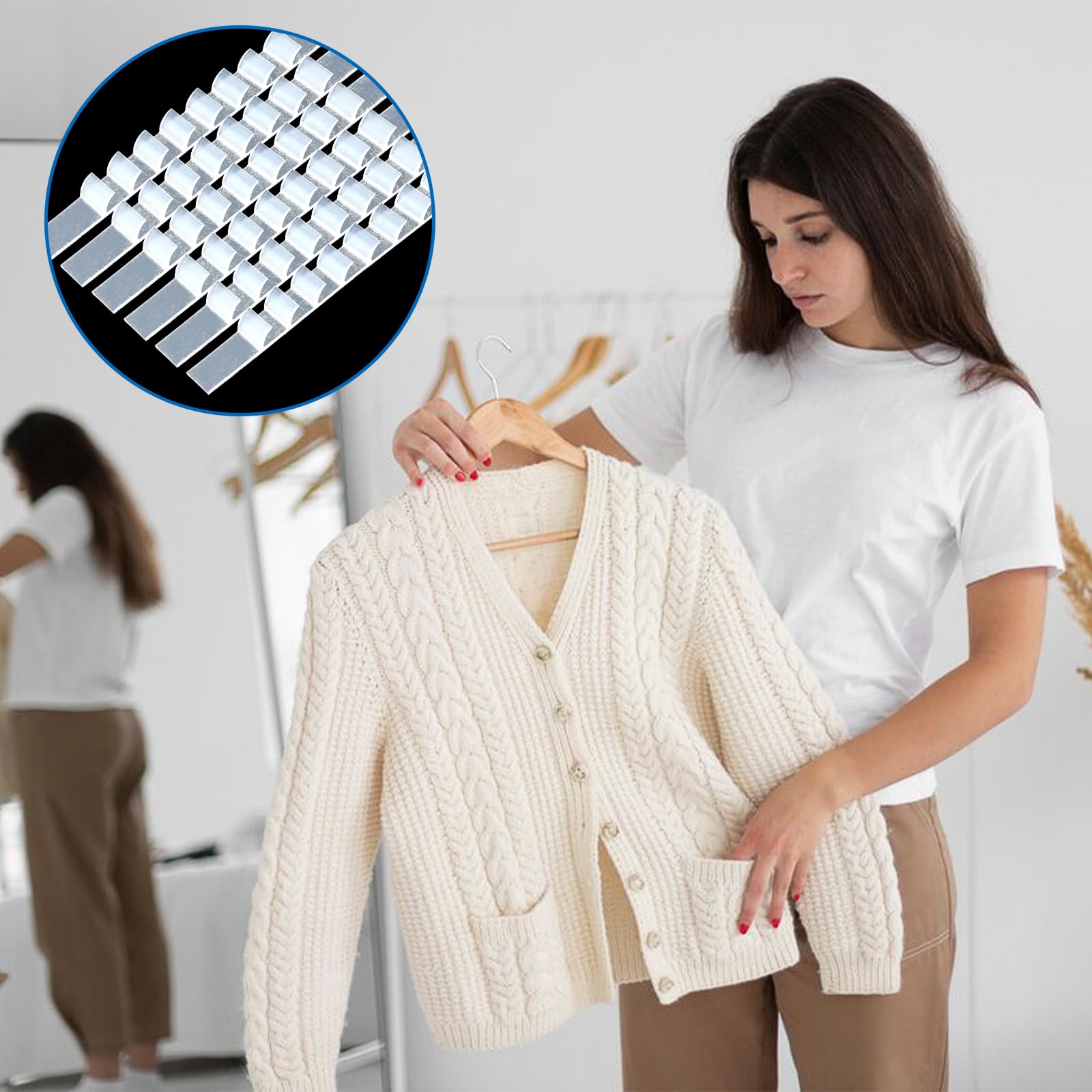 100 Boucles Antidérapantes En Silicone Pour Cintres - Fixation Coupe-vent, Intérieur/extérieur, Transparentes - 8