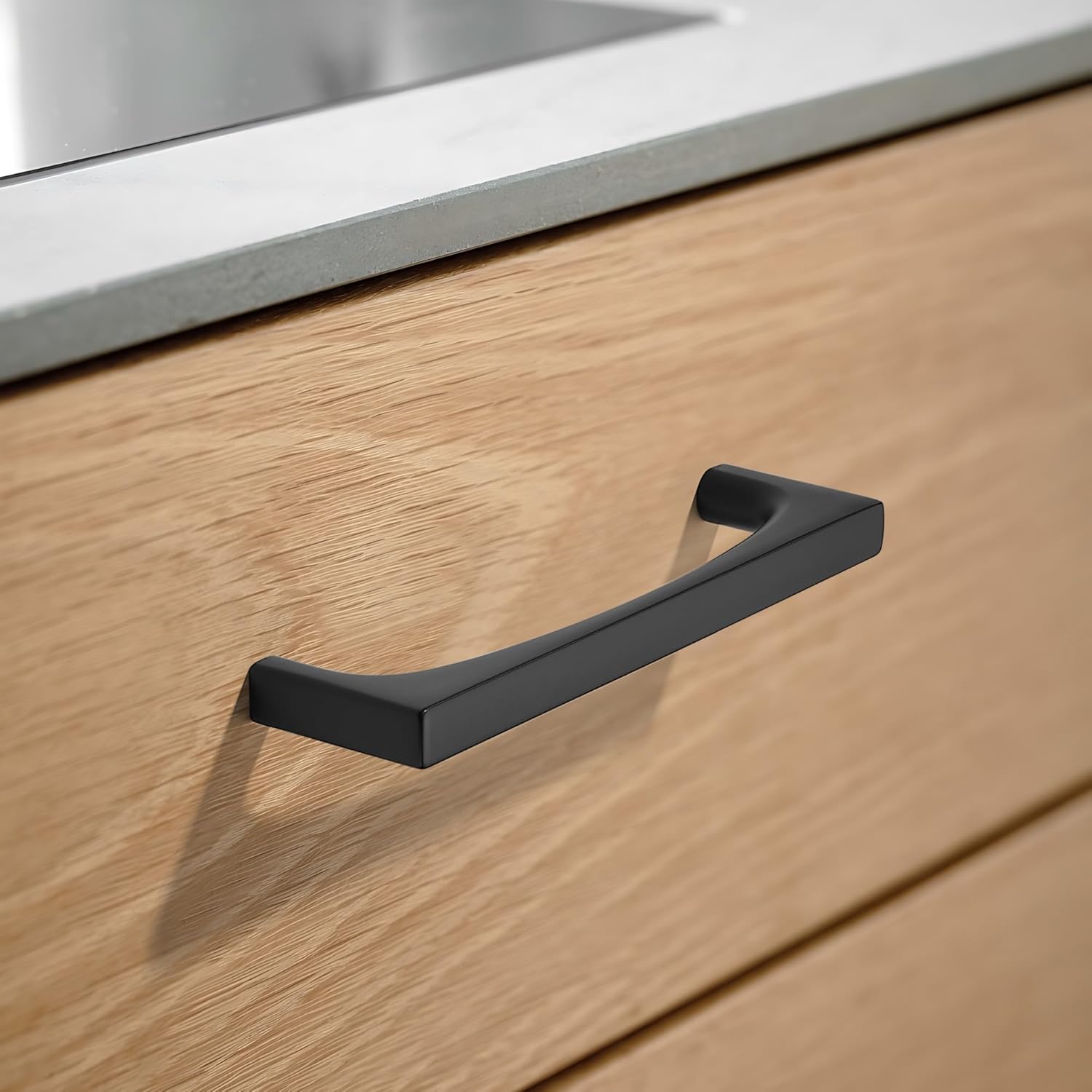 CHIVS 10 Pack Solid Cabinet Handles -5"(128mm) Hole Center Cabinet Handle Matte Black Cabinet Pulls,Heavy Duty Cupboards Handles, Drawers and Bathroom Hardware